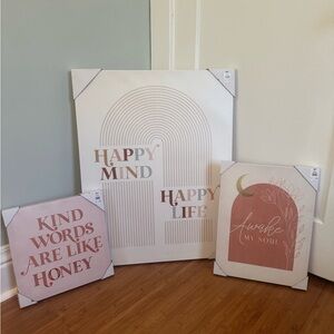 Wall Art Set in Pink and Cream